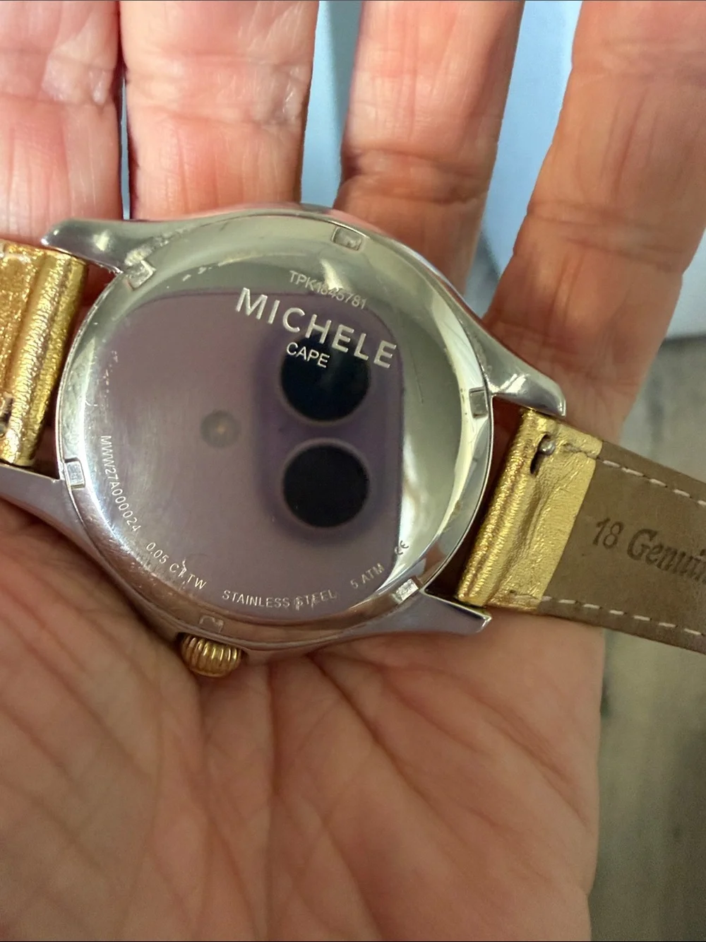 Michele Cape Women’s Large Watch with Yellow Topaz Set Hour Markers MWW27A000024